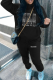 Black Casual Print Hot Drill Hooded Collar Plus Size Two Pieces