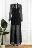 Black Sexy Solid Patchwork With Belt V Neck Straight Jumpsuits