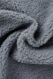 Grey Casual Solid Patchwork Pocket Hooded Collar Tops