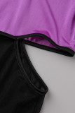 Red Sexy Casual Patchwork See-through Contrast O Neck Long Sleeve Two Pieces