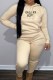 Khaki Sportswear Print Letter Hooded Collar Long Sleeve Two Pieces