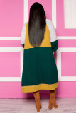 Yellow cardigan Long Sleeve Solid Patchwork
