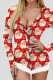 White Red Casual Print Patchwork Buckle Feathers V Neck Skinny Rompers