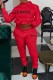 Red Casual Print Letter Hooded Collar Long Sleeve Two Pieces