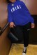 Blue Casual Print Letter Hooded Collar Long Sleeve Two Pieces