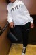 White Casual Print Letter Hooded Collar Long Sleeve Two Pieces