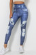 Deep Blue Sportswear Print Patchwork