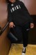 Black Casual Print Letter Hooded Collar Long Sleeve Two Pieces