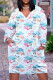 Light Blue Casual Print Basic V Neck Long Sleeve Dresses