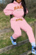 Pink Casual Print Patchwork Hooded Collar Long Sleeve Two Pieces