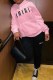Pink Casual Print Letter Hooded Collar Long Sleeve Two Pieces