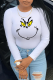 White Street Print Patchwork O Neck Tops