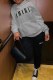 Grey Casual Print Letter Hooded Collar Long Sleeve Two Pieces