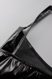Grey Sexy Solid Patchwork Asymmetrical Spaghetti Strap Sling Dress Dresses