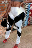Black White Street Solid Patchwork High Waist Pencil Patchwork Bottoms