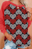 Colour Casual Print Patchwork O Neck Tops