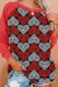 Red Casual Print Patchwork O Neck Tops