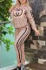 Khaki Elegant Print Patchwork Letter Hooded Collar Long Sleeve Two Pieces