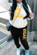 White Casual Street Print Patchwork Hooded Collar Long Sleeve Two Pieces