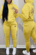 Yellow Casual Print Patchwork Hooded Collar Long Sleeve Two Pieces