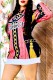 Black Red Casual Print Letter Hooded Collar One Step Skirt Dresses