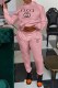 Pink Casual Print Letter Hooded Collar Long Sleeve Two Pieces