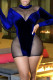 Blue Sexy Solid Patchwork See-through O Neck Regular Rompers