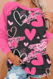 Colour Casual Print Patchwork O Neck Tops
