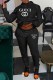 Black Casual Print Letter Hooded Collar Long Sleeve Two Pieces