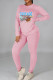 Pink Casual Street Print Patchwork O Neck Long Sleeve Two Pieces