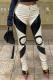Black White Street Solid Patchwork High Waist Pencil Patchwork Bottoms