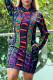 Multi-color Casual Print Letter Hooded Collar A Line Dresses
