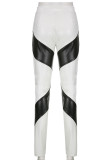 Black White Street Solid Patchwork High Waist Pencil Patchwork Bottoms
