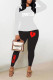 Black Casual Print Patchwork O Neck Long Sleeve Two Pieces