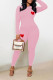 Pink Casual Print Patchwork O Neck Long Sleeve Two Pieces