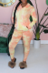 Tangerine Red Casual Patchwork Tie-dye Hooded Collar Long Sleeve Two Pieces