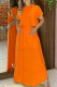 Tangerine Red Casual Solid Patchwork O Neck Short Sleeve Two Pieces