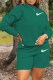 Green Casual Print Patchwork O Neck Long Sleeve Two Pieces