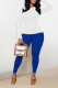 Blue Casual Solid Patchwork O Neck Long Sleeve Two Pieces