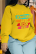 Yellow Street Print Letter O Neck Tops