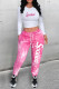 Pink Casual Street Print Patchwork O Neck Long Sleeve Two Pieces