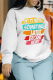 White Street Print Letter O Neck Tops