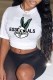 White Casual Character Print Letter O Neck T-Shirts