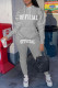 Grey Casual Street Print Patchwork Hooded Collar Long Sleeve Two Pieces