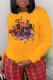 Yellow Street Character Patchwork O Neck Tops