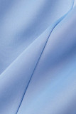 Sky Blue Elegant Solid Patchwork Flounce Slit Beading V Neck Evening Dress Dresses
