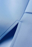 Sky Blue Elegant Solid Patchwork Flounce Slit Beading V Neck Evening Dress Dresses