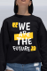Black Street Print Letter O Neck Tops