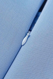 Sky Blue Elegant Solid Patchwork Flounce Slit Beading V Neck Evening Dress Dresses