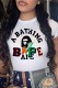 White Casual Print Letter O Neck T-Shirts